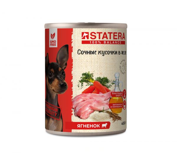 Влажный корм для собак - сочные кусочки в желе с ягненком STATERA  0.4кг 73715